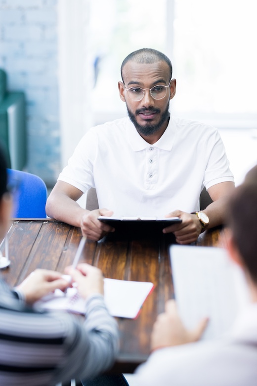 Young man at job interview
